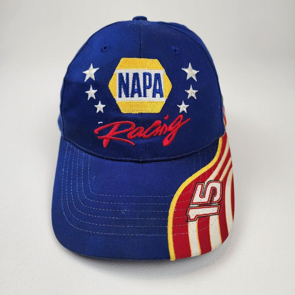 Vintage NAPA Racing Michael Waltrip Hook & Loop Hat Blue NASCAR Embroidered USA